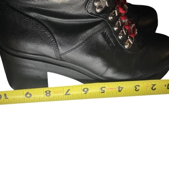 NINE WEST Black Vegan Leather Faux Fur Chunky Heel Winter Snow Boots Women’s 8 M - Picture 10 of 10